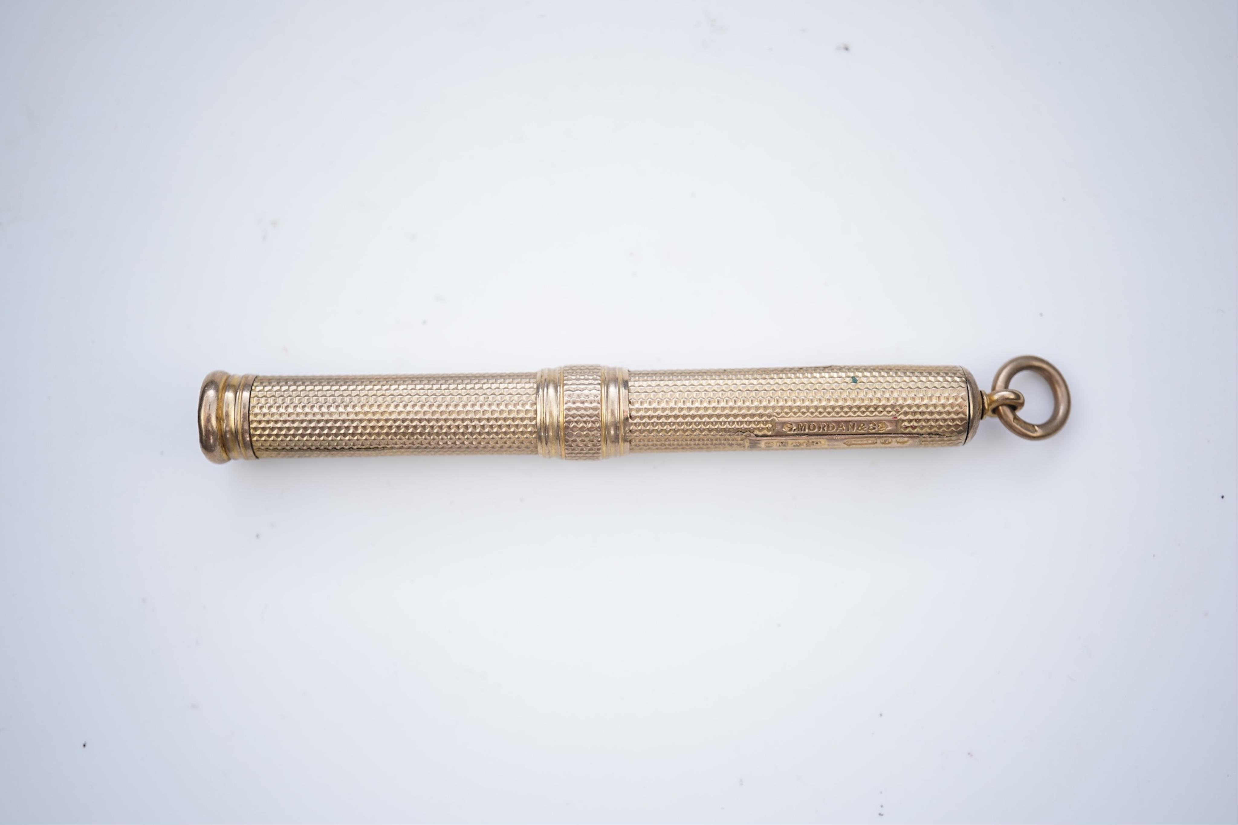 S Mordan & Co., a 9ct gold propelling pencil